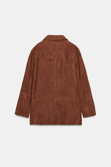 ZW COLLECTION LIMITED EDITION OVERSIZED SUEDE LEATHER BLAZER - Brown by Zara - Image 7