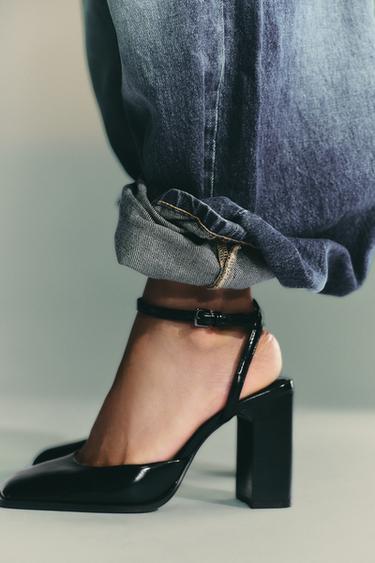 SQUARE-TOE SLINGBACK SHOES - Black by Zara