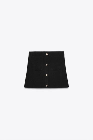 MINISSAIA DE MALHA COM BOTÕES DOURADOS - Preto da Zara