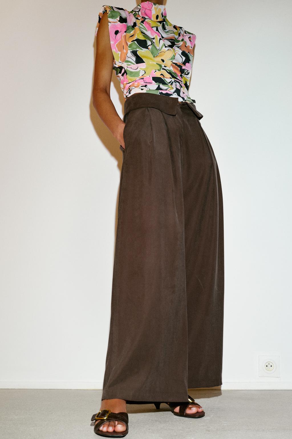 PLEATED PANTS WITH FOLD-OVER WAIST - image 2