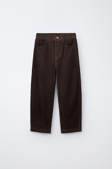 CORDUROY BARREL TROUSERS - Chocolate by Zara
