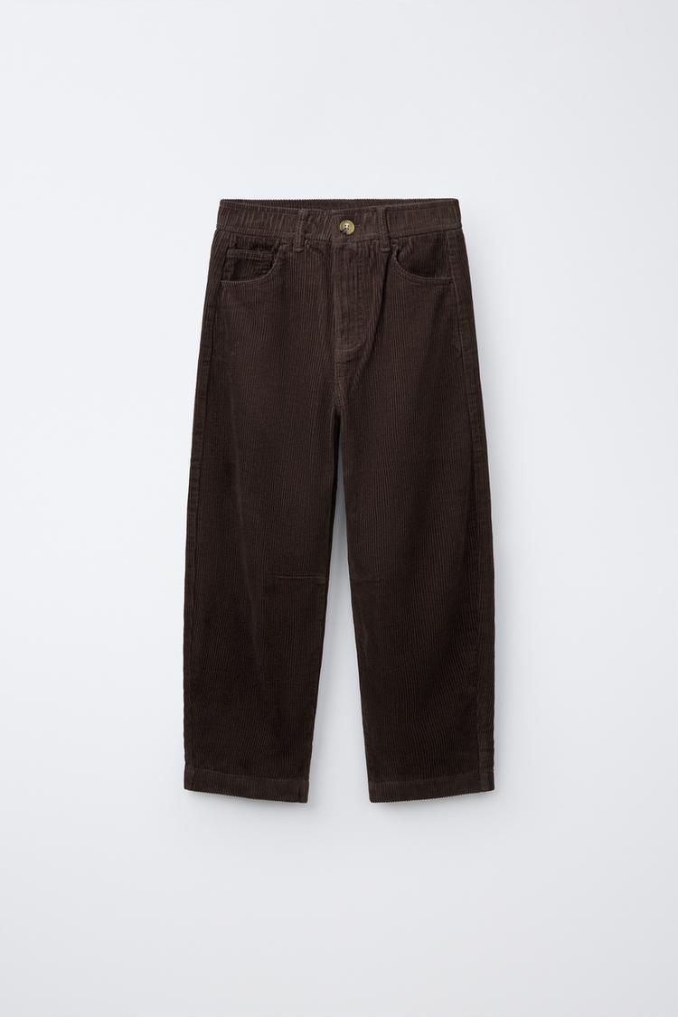 CORDUROY BARREL PANTS — Chocolate