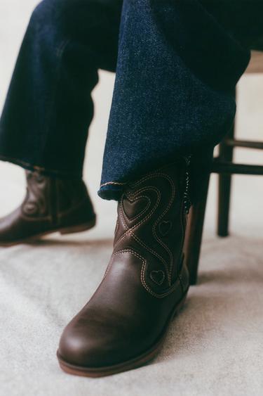 EMBROIDERED COWBOY BOOTS - Brown by Zara - Image 0