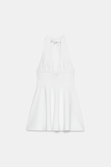 ROBE HALTER JUPE CAPE - Blanc de Zara - Image 4