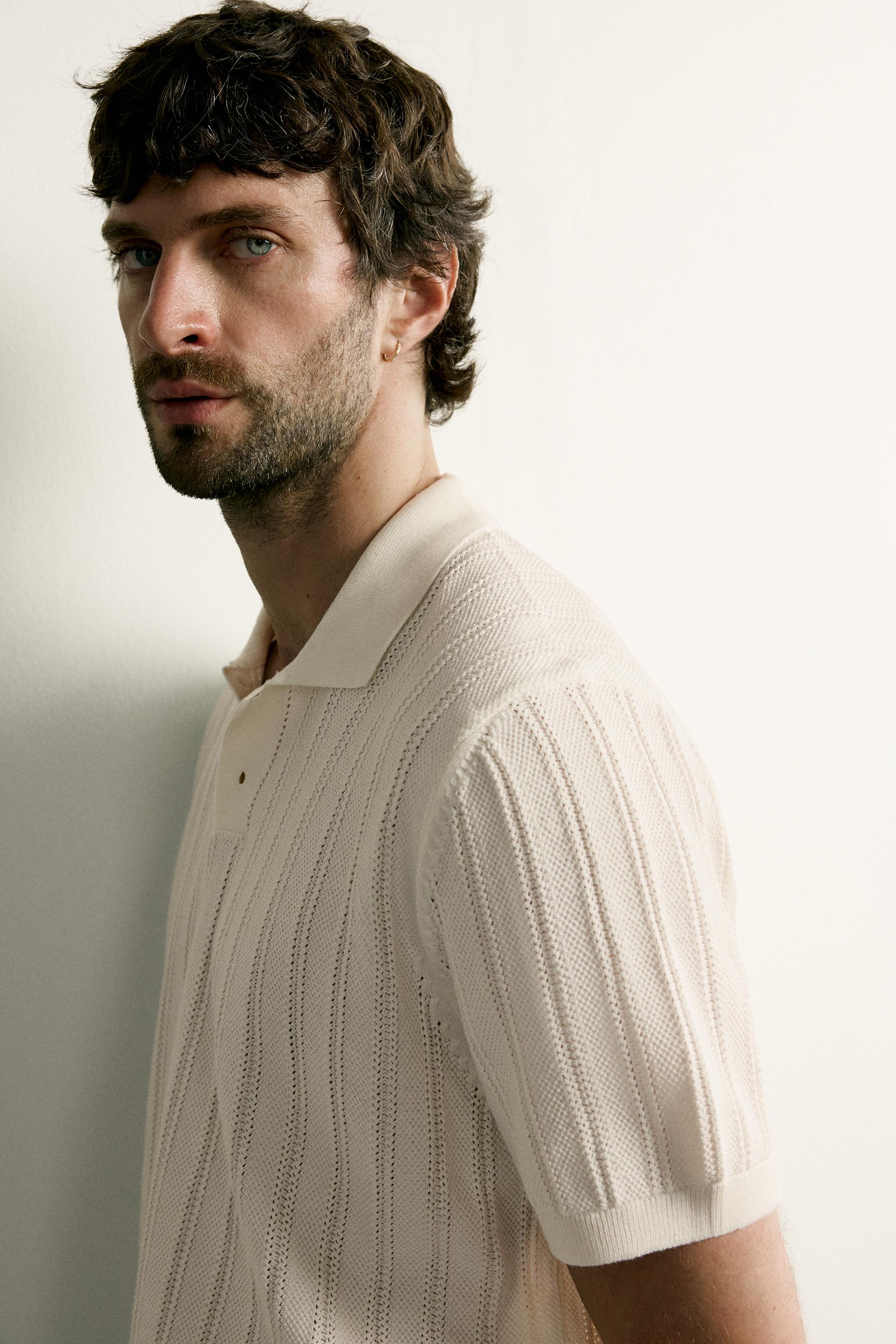 POLO EN MAILLE STRUCTURÉE AJOURÉE
