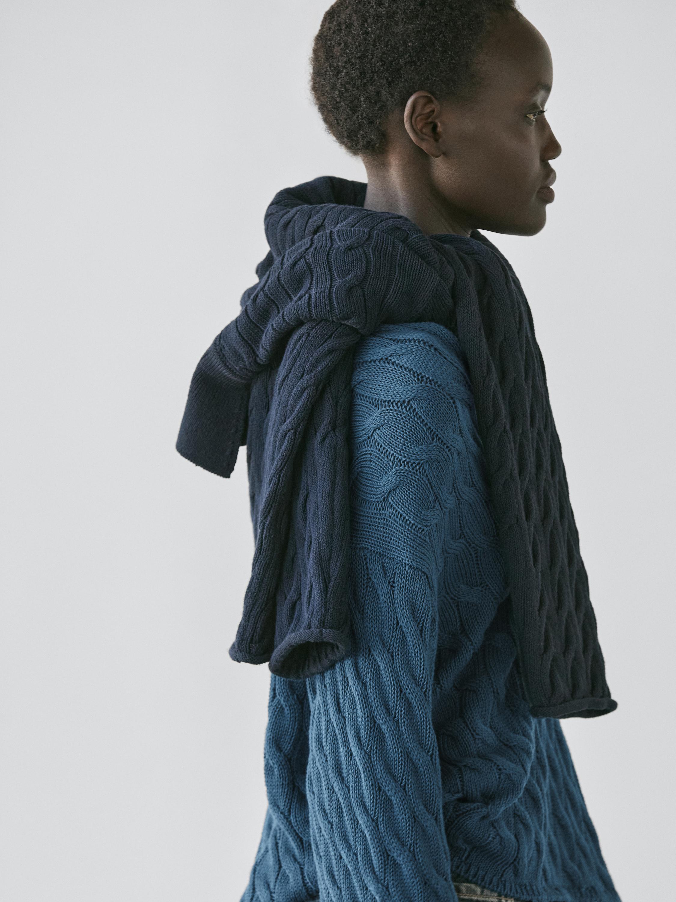 Pull en maille à détail de nœuds coton mélangé