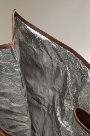SAC ISOTHERME COTON CUIR - Marron / Vert de Zara - Image 4