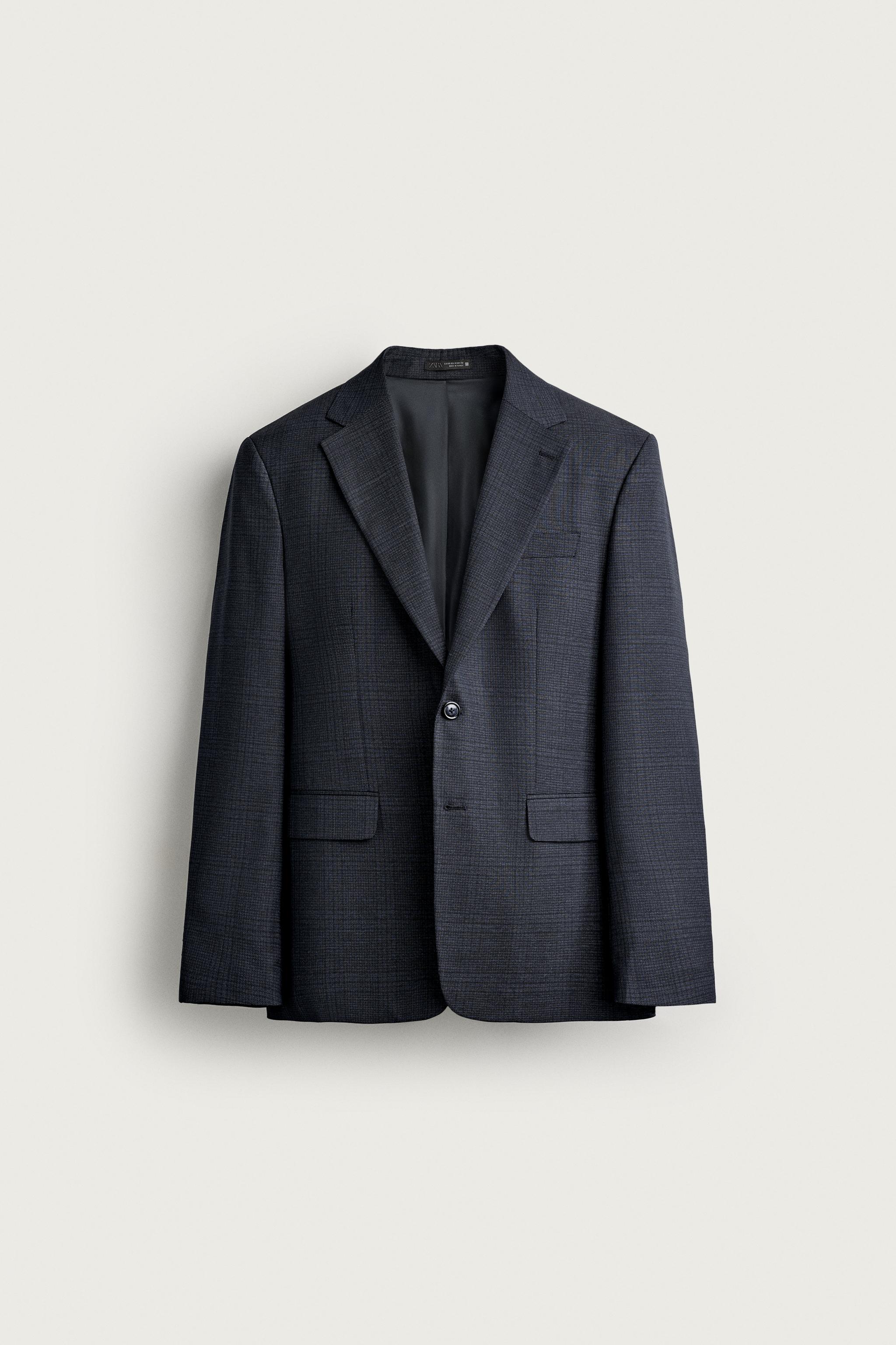 チェック柄レギュラーフィットスーツブレザー - ブルー | ZARA Japan