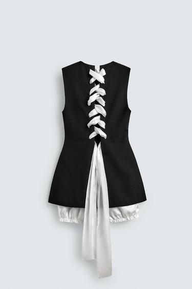 KURZER POPELINE-OVERALL MIT MATERIALKOMBINATION – HARRY LAMBERT FOR ZARA X DISNEY - Schwarz von Zara
