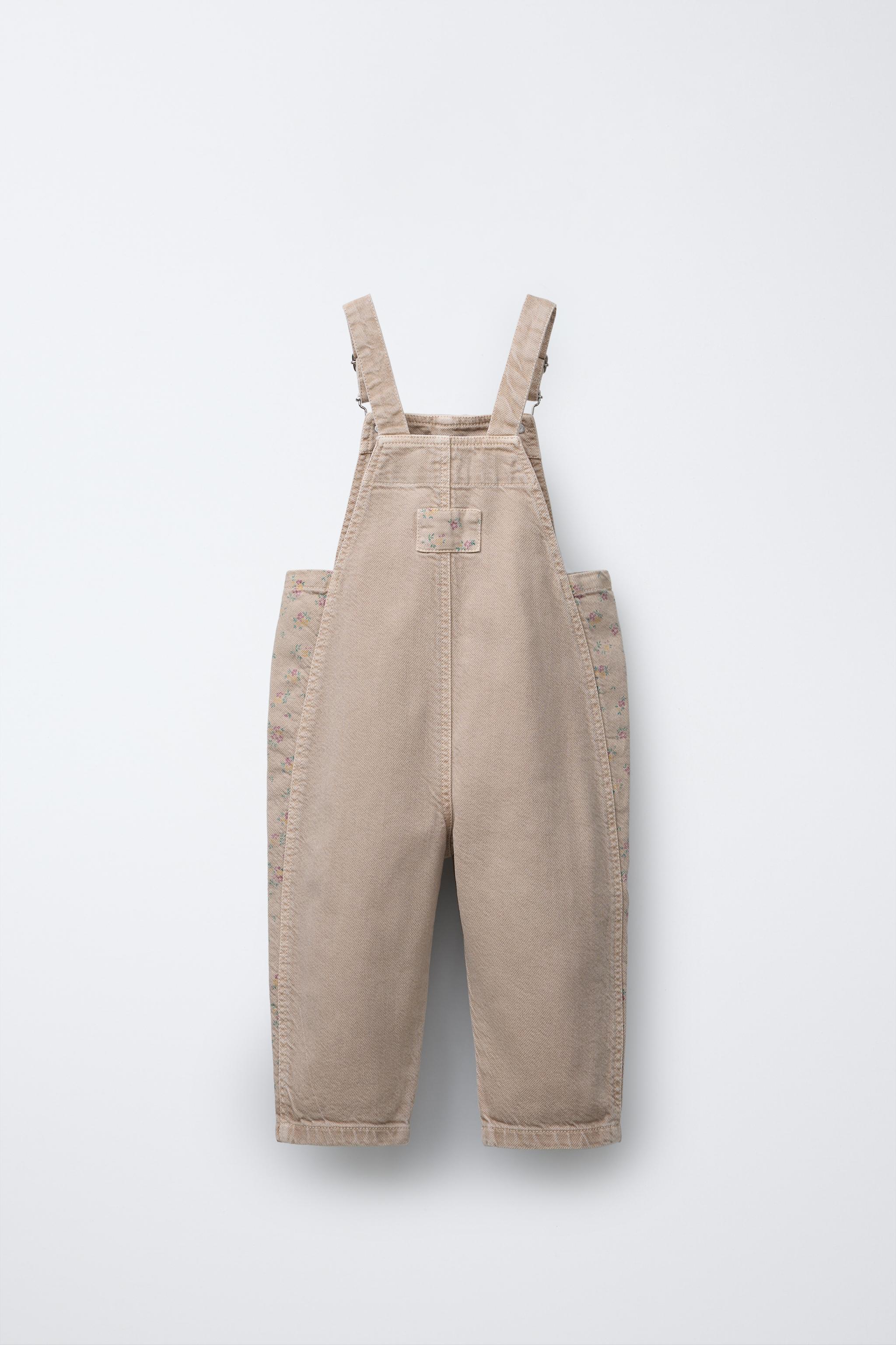 FLORAL PRINT LONG TWILL OVERALLS - Mid-ecru | ZARA United States