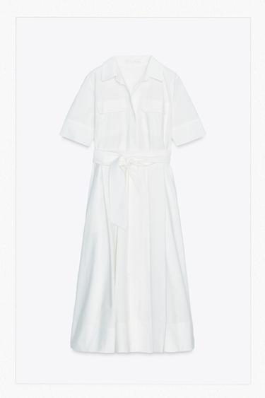 ZW COLLECTION POPLIN MIDI DRESS - Oyster-white by Zara