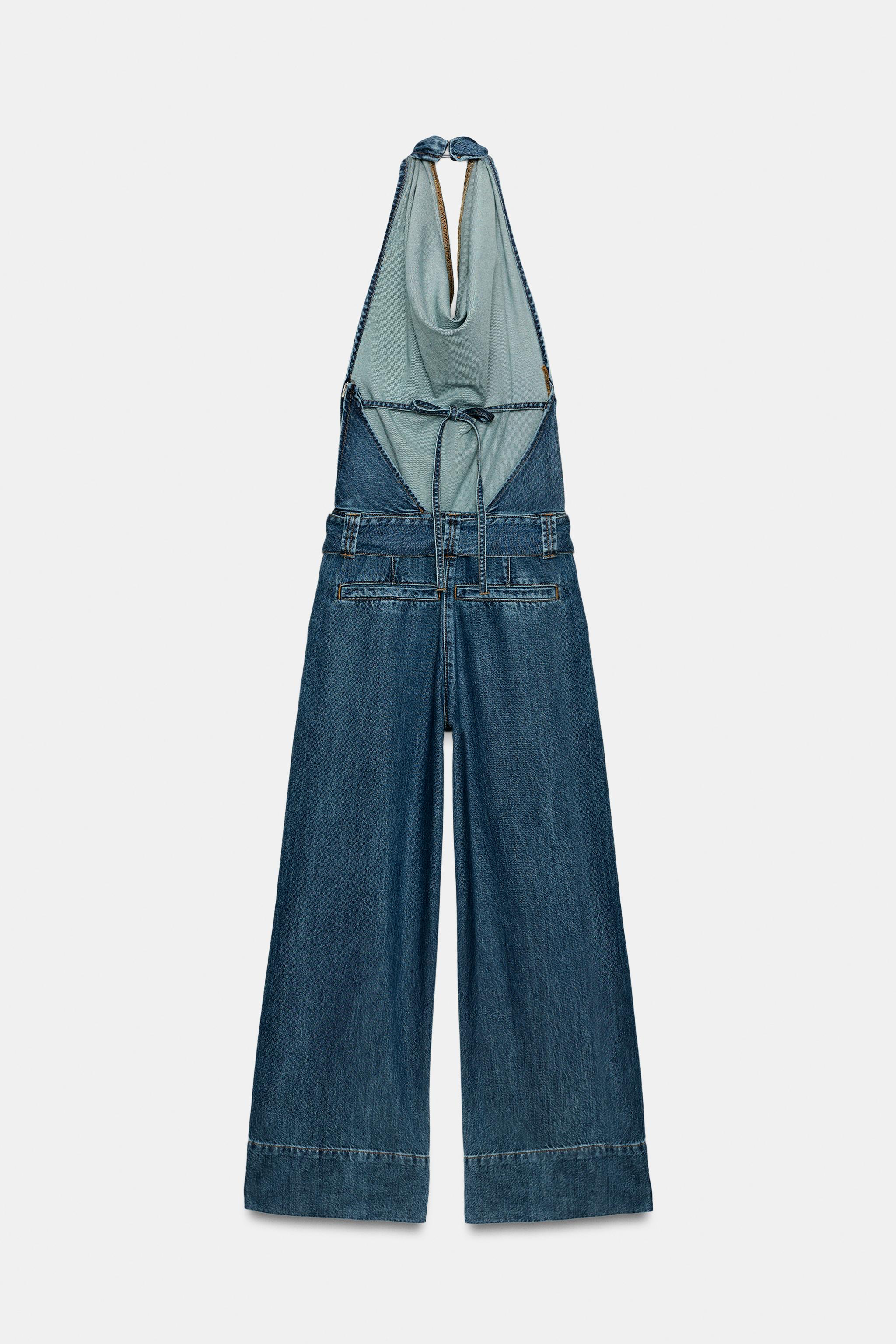 Z1975 HALTER DENİM KEMERLİ TULUM - Görsel 4