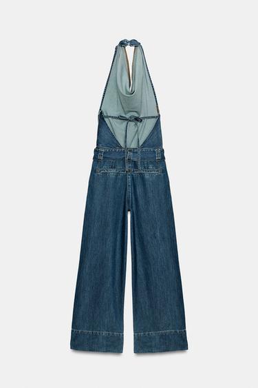 Z1975 HALTER DENIM JUMPSUIT WITH BELT - Blue by Zara - Image 3