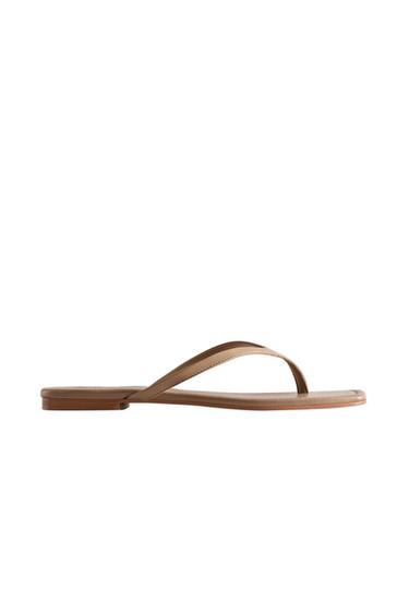 Zara MINIMALIST LEATHER SANDALS - Taupe Gray