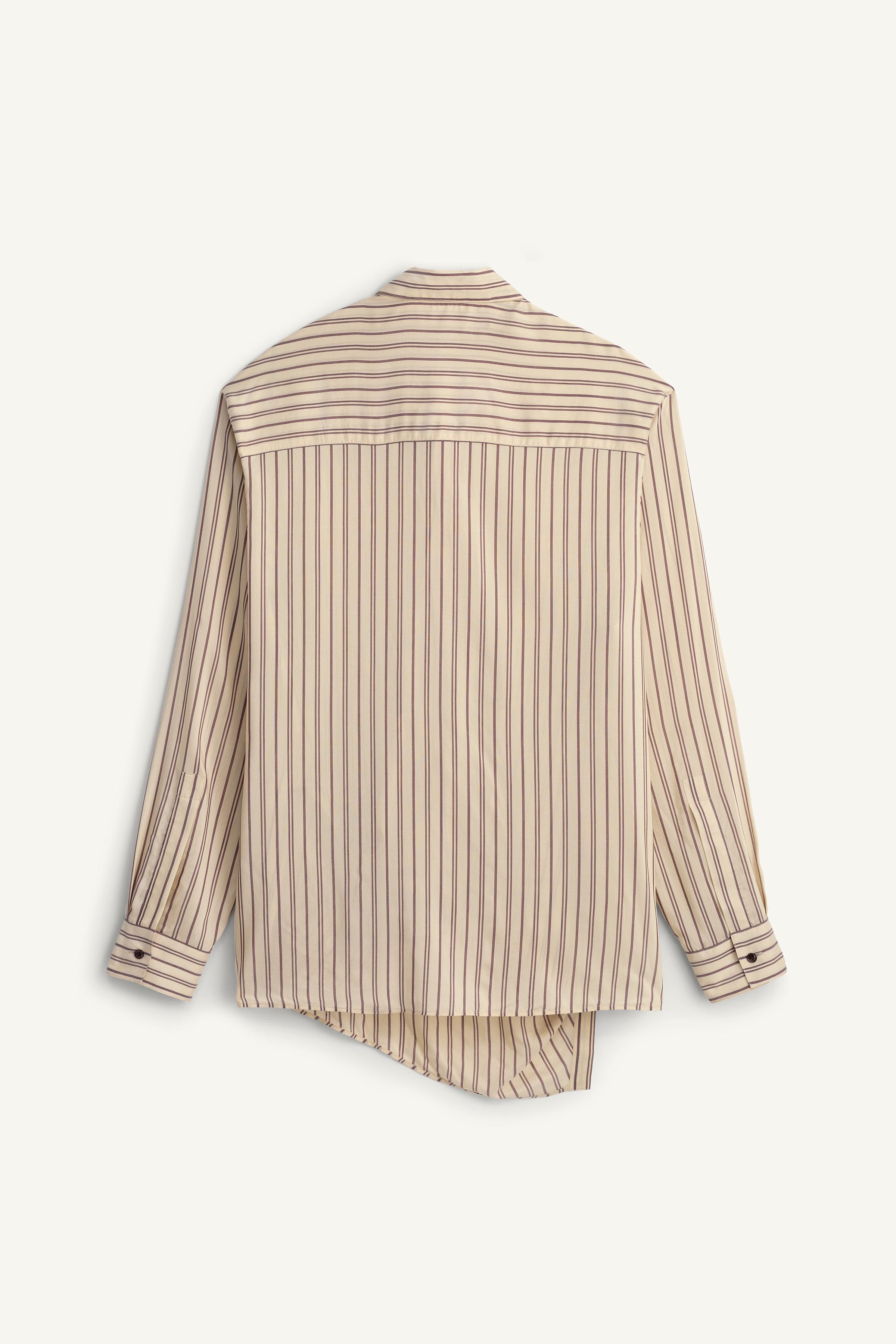 CHEMISE CROISÉE À RAYURES EN VISCOSE ET SOIE