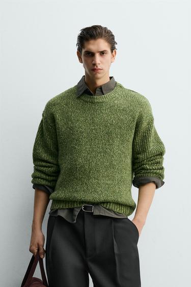 Zara VOLUME TWISTED YARN TEXTURED JUMPER - Green