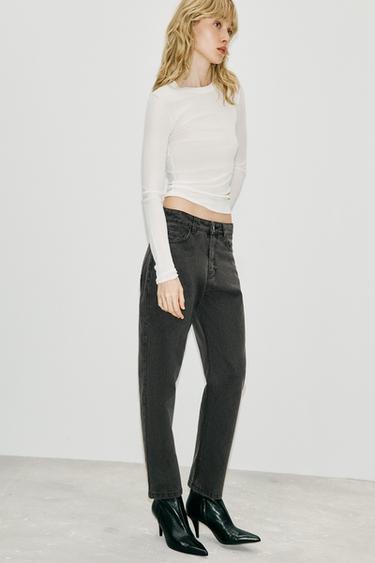 JEANS MOM FIT TIRO ALTO - Negro de Zara