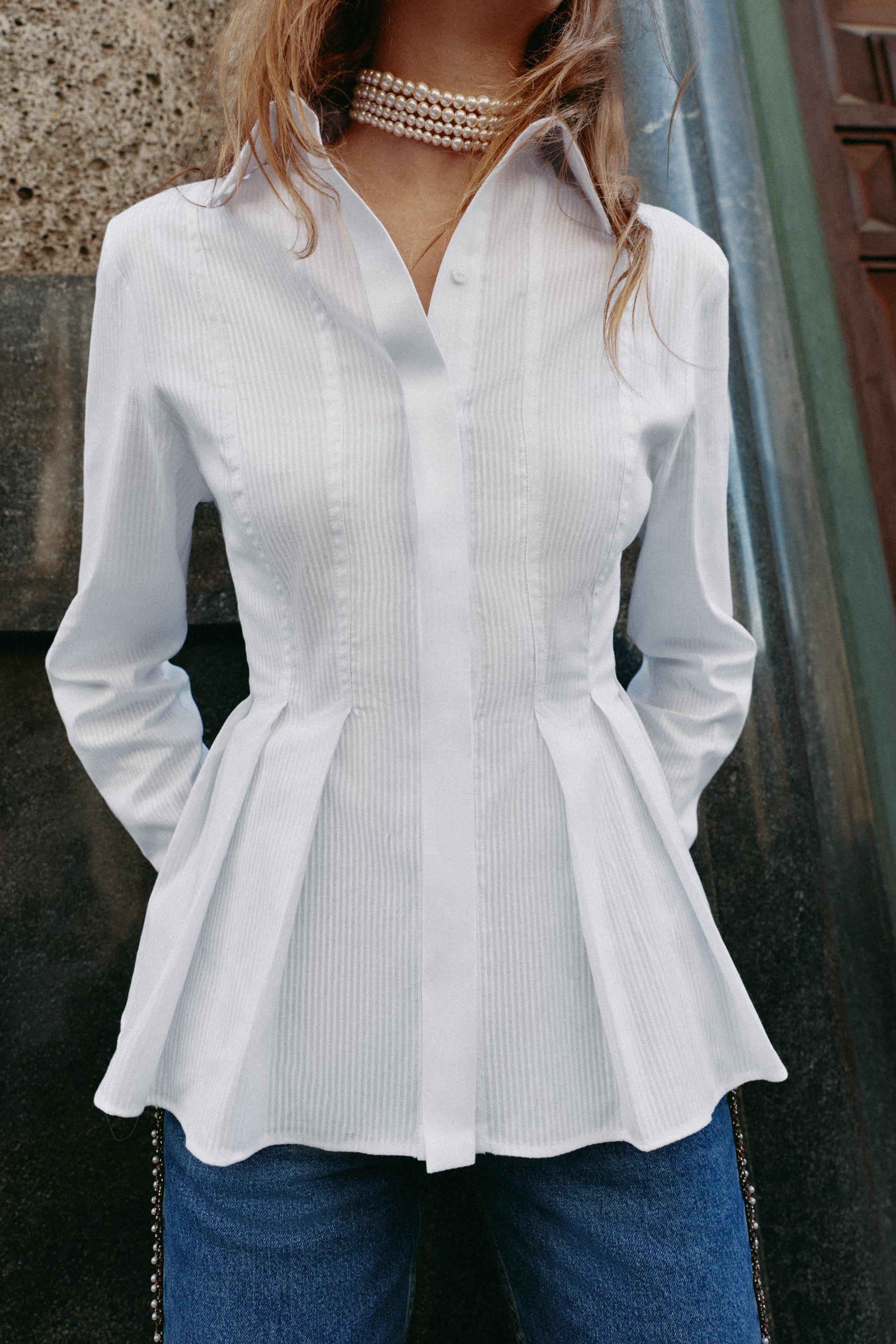 PLEATED POPLIN SHIRT