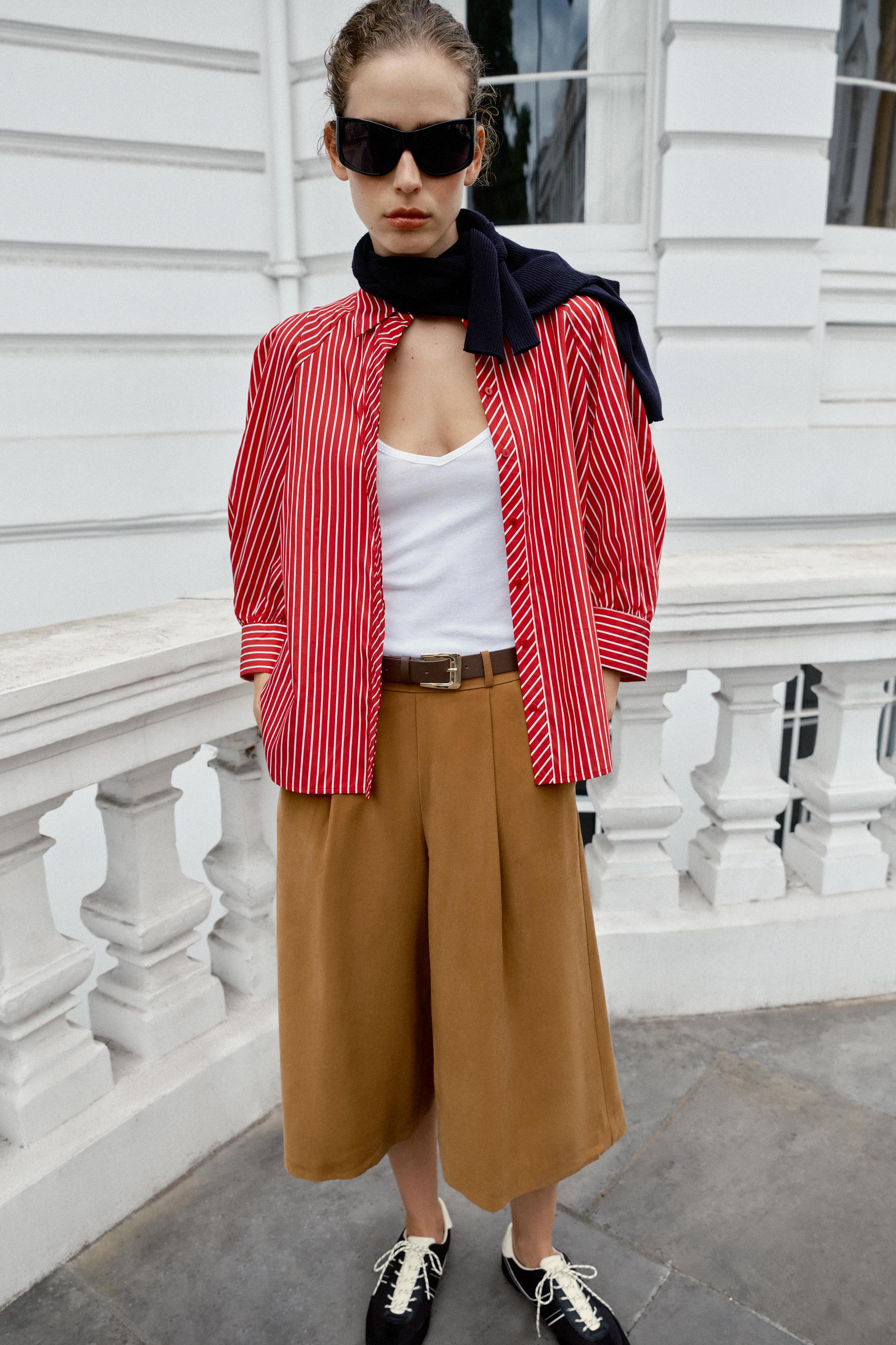 BELTED LONG BERMUDA SHORTS — Brown