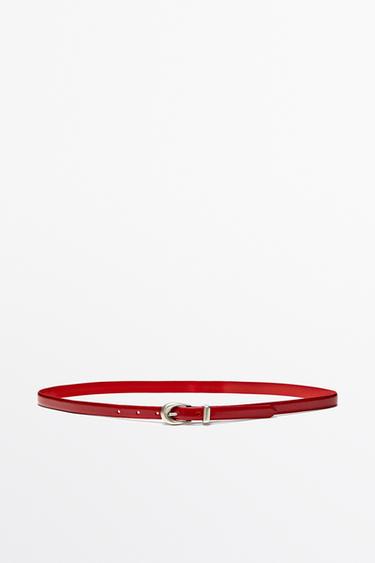 Cinturón detalle pasador piel napa - Rojo de Zara