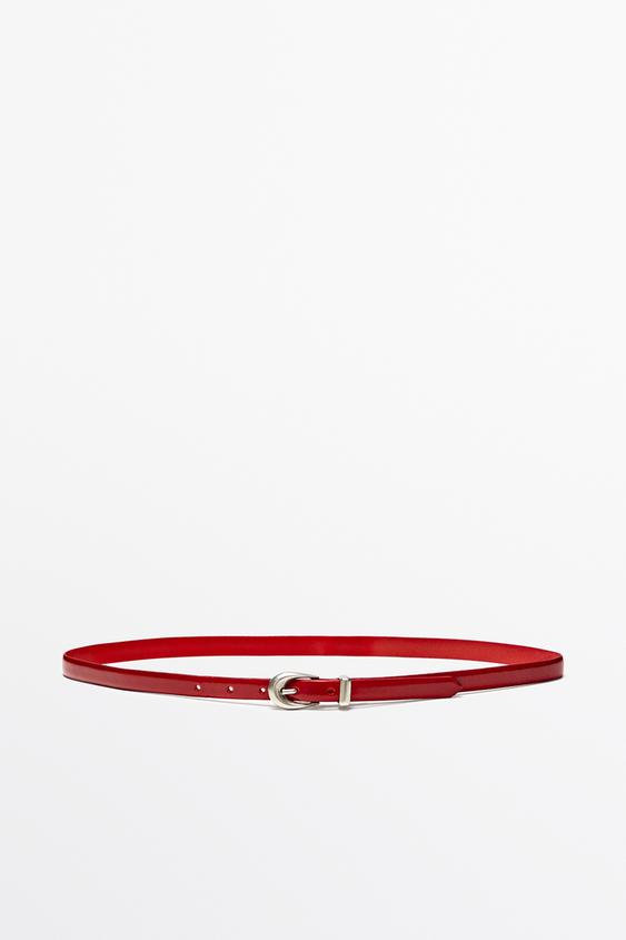 Ceinture en cuir nappa avec passant - Rouge de Zara - Image 0