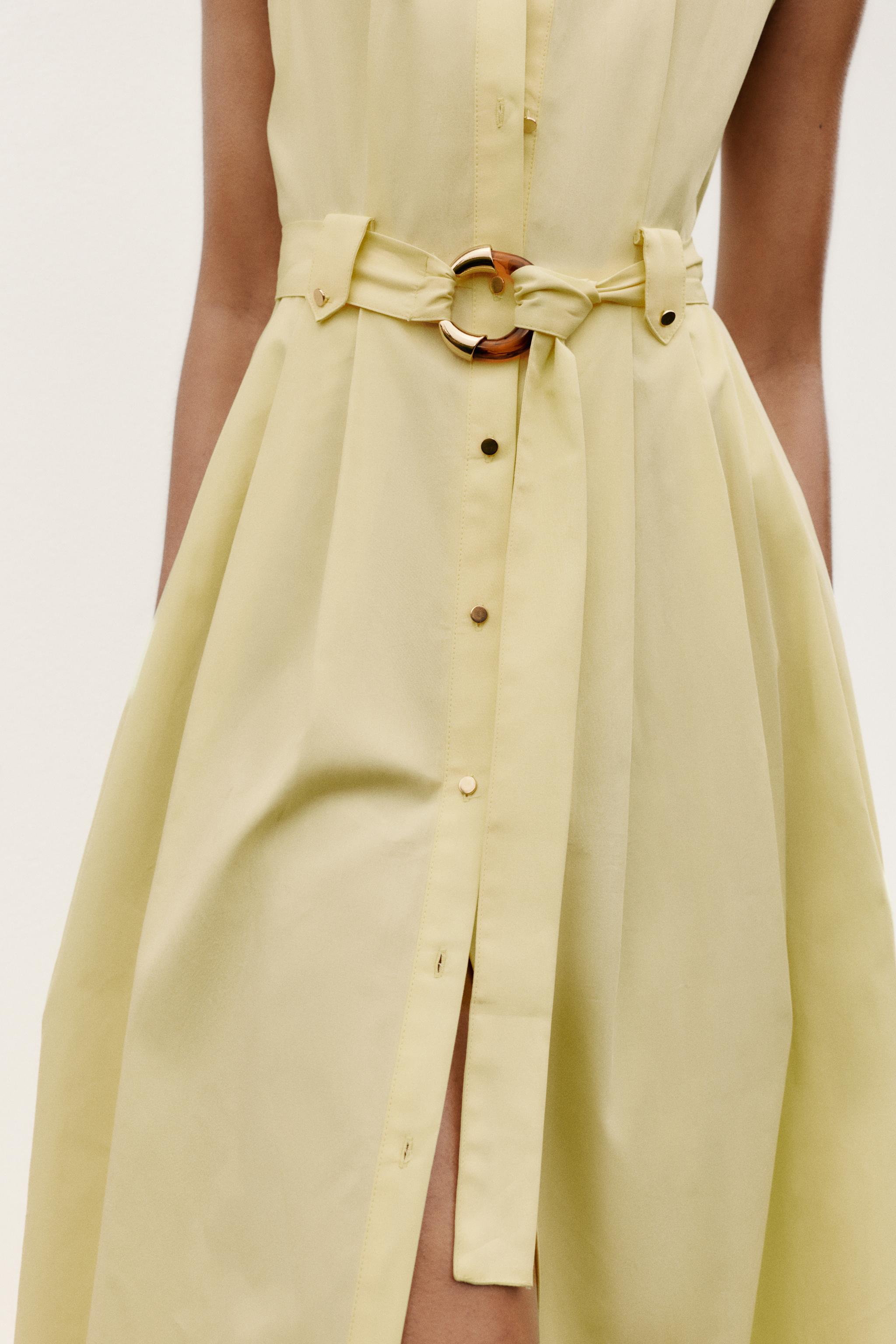 ROBE MIDI EN POPELINE CEINTURE