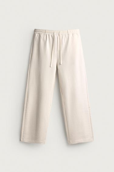 QUẦN JOGGER PHỐI CẠP - Màu trắng từ Zara