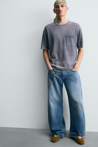 WASHED RELAXED FIT KNIT T-SHIRT - Faded blue by Zara - Image 4