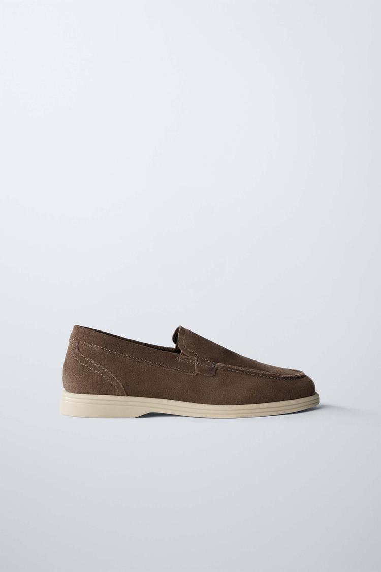 SPLIT SUEDE DECK SHOES Brown ZARA South Africa - Main Image
