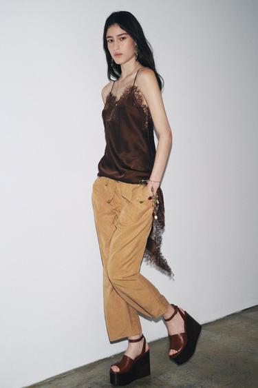 ШИРОКІ ШТАНИ-ДЖОГЕРИ ZW COLLECTION - бежево-коричневий Zara - Зображення 0