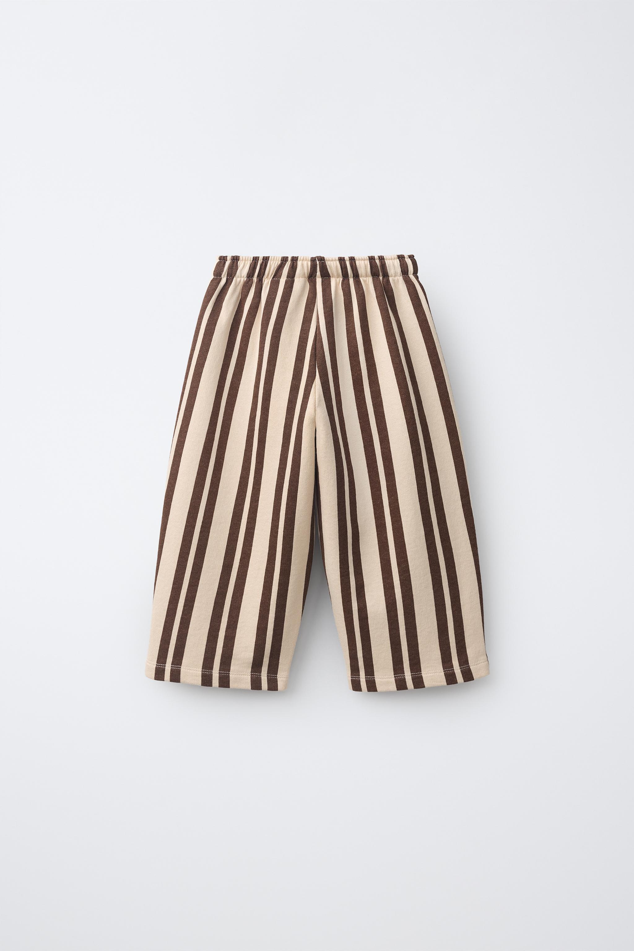STRIPED BAGGY PLUSH PANTS - Blue | ZARA Canada