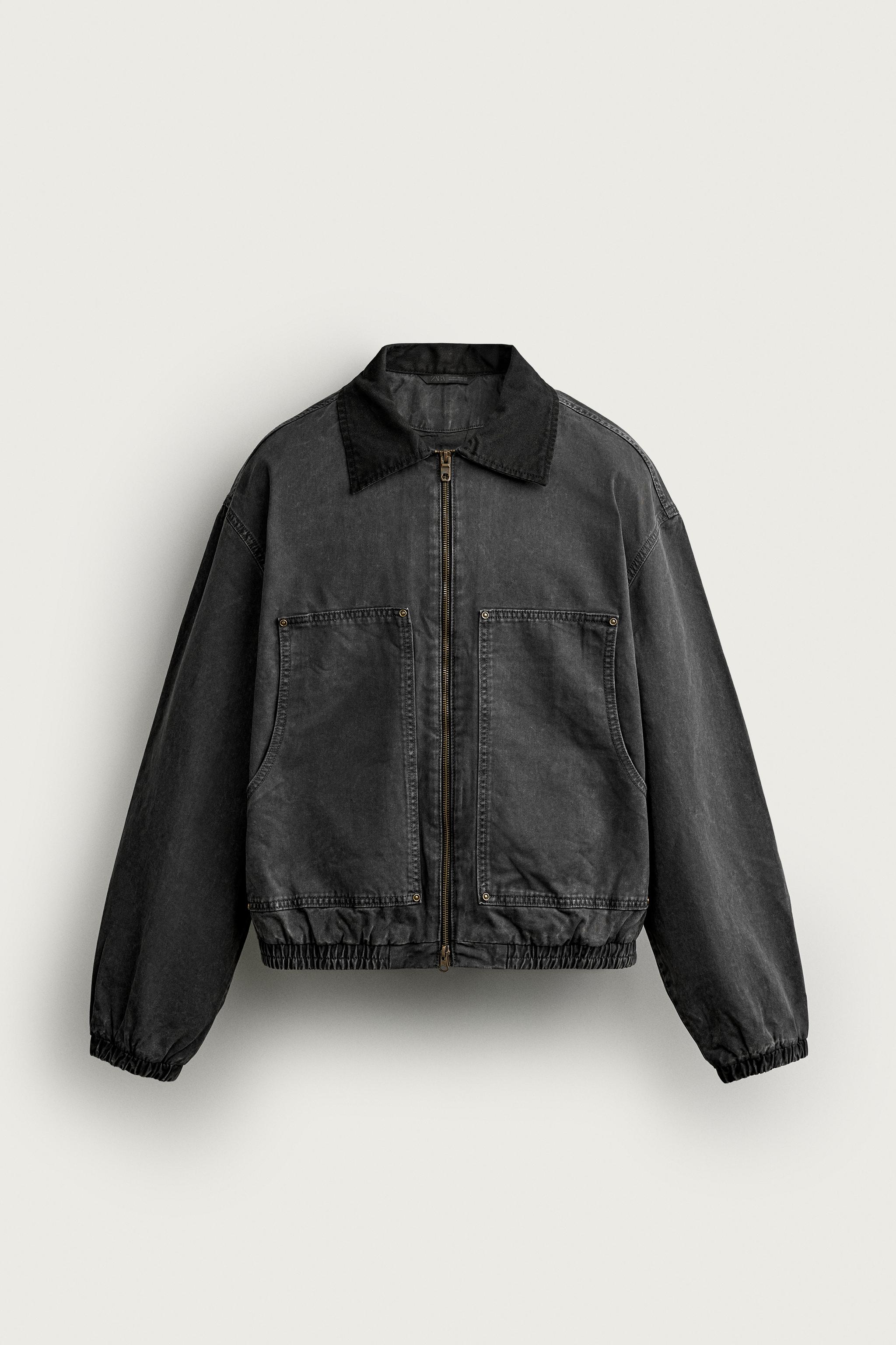 CONTRAST COLLAR CROPPED FIT JACKET