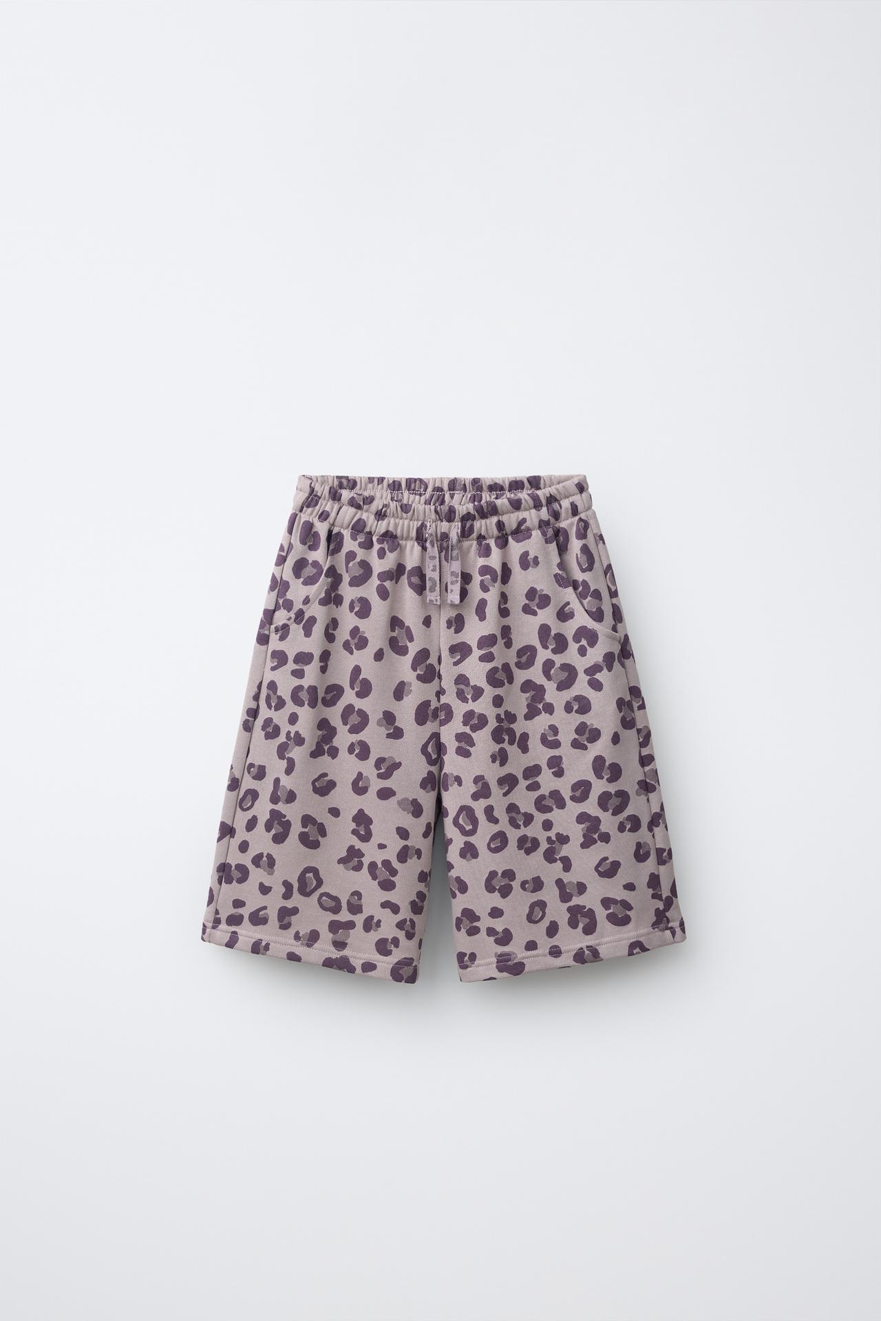 ANIMAL PRINT PLUSH SHORTS — Purple