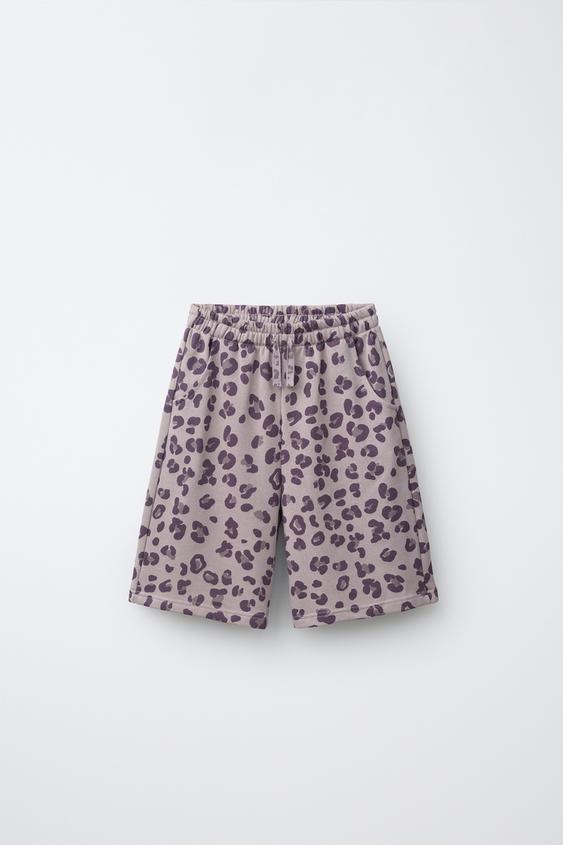 BERMUDAS FELPA ESTAMPADO ANIMAL - Morado de Zara - Imaxe 0