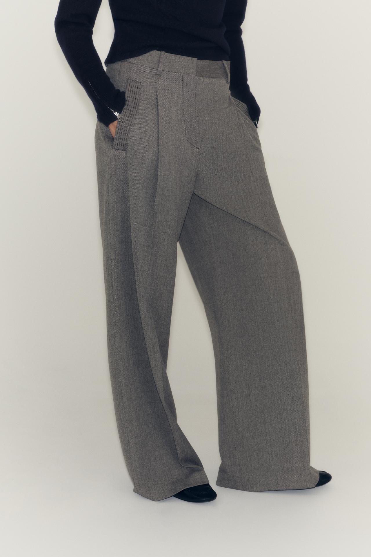 ZW COLLECTION DARTED POCKET PANTS — Brown marl