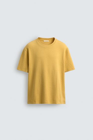Zara RELAXED FIT TEXTURED T-SHIRT - Honey