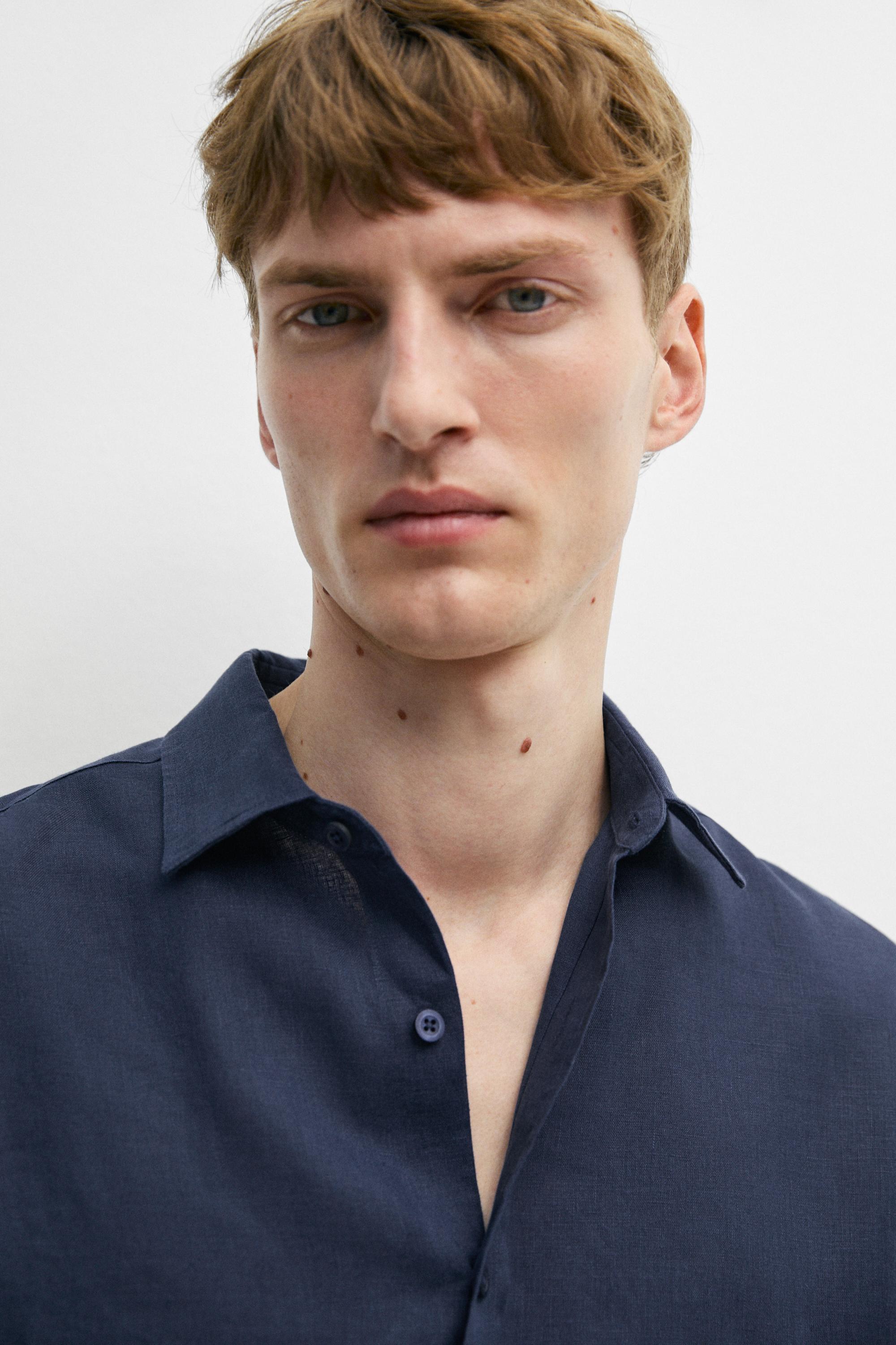 Slim fit 100% linen shirt
