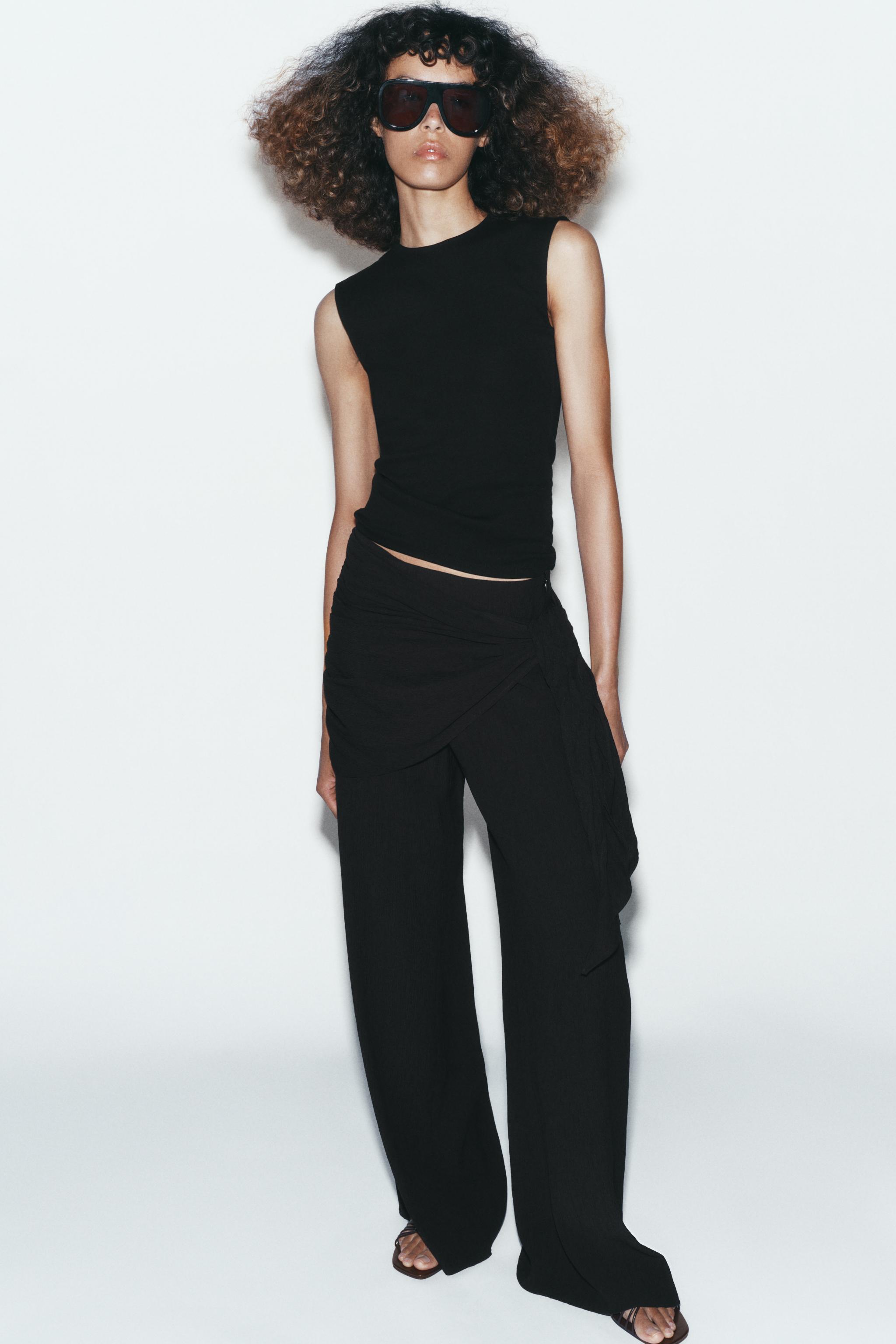 WIDE STRAP TANK TOP — Black