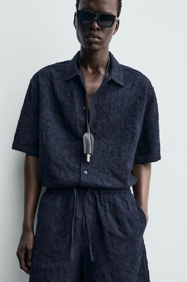 SHORT JACQUARD TEXTURÉ - Bleu marine de Zara - Image 5