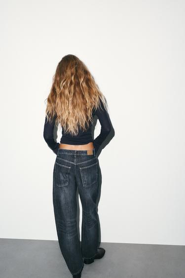 JEANS TRF BAGGY BARREL TAILLE NORMALE - Bleu marine de Zara - Image 4