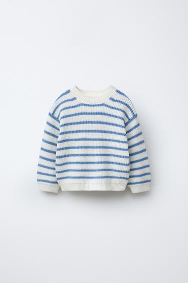 JERSEY PUNTO RAYAS - Crudo / Azul de Zara