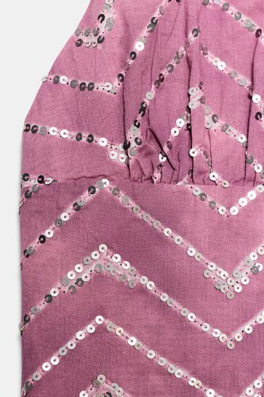 HALTER SEQUIN PRINT TOP - Fuchsia by Zara - Image 7