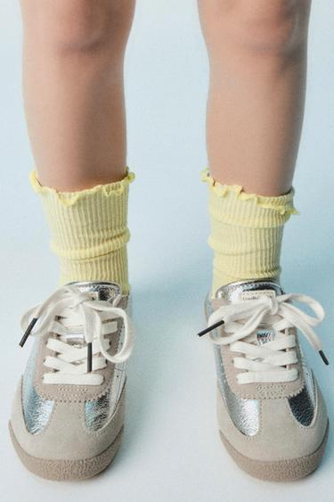 Zara THREE-PACK OF LONG RUFFLY TRIM SOCKS - Multicolored
