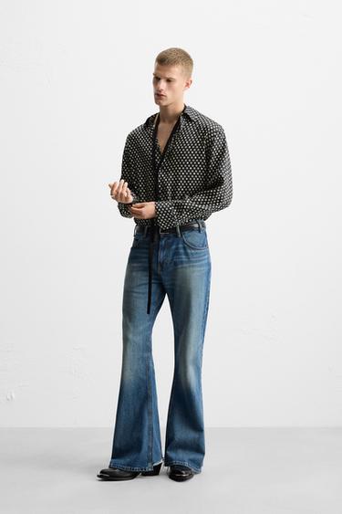 Zaras SKJORTA MED GEOMETRISKT MÖNSTER LIMITED EDITION - Svart