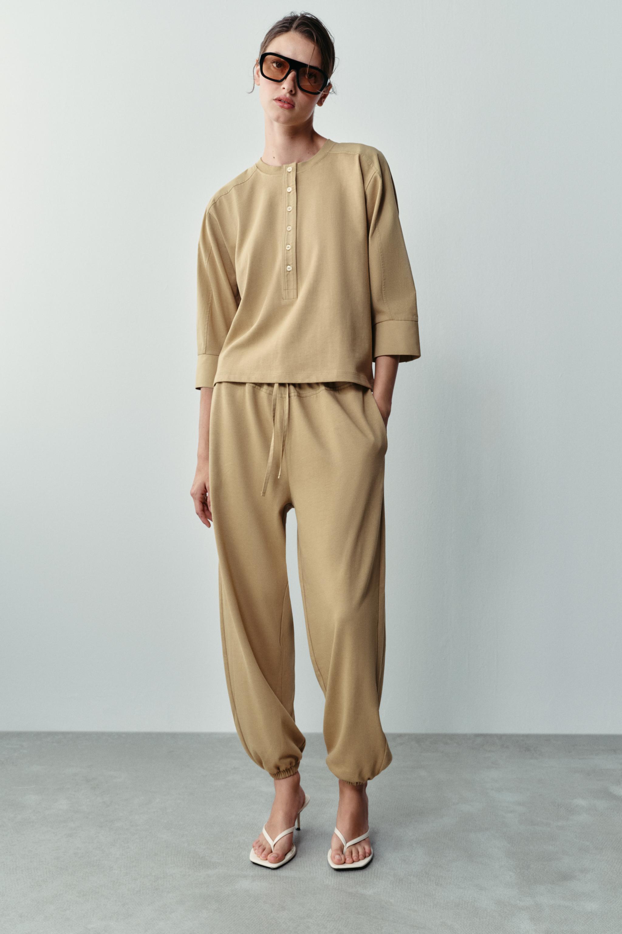 COMBINED T-SHIRT — taupe brown