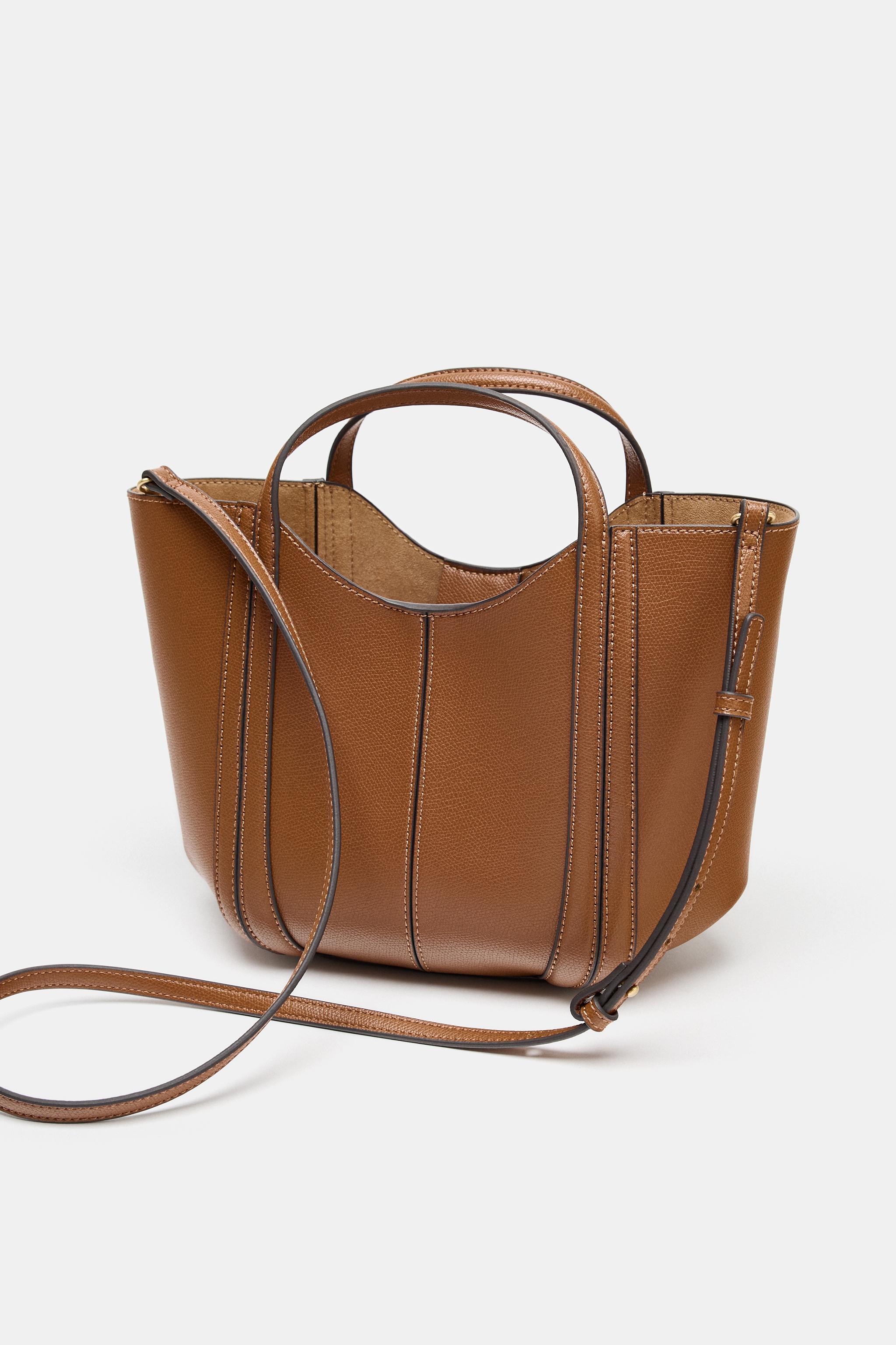 ステッチミニシティバッグ - ダークゴールデンブラウン | ZARA Japan