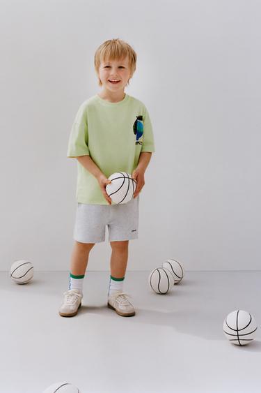 QUẦN SHORT BERMUDA VẢI NHUNG LÔNG IN CHỮ - Màu ghi xám từ Zara