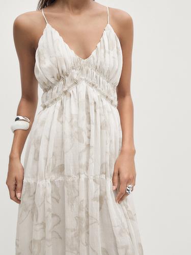 Zara Strappy midi dress with gathering - Ecru