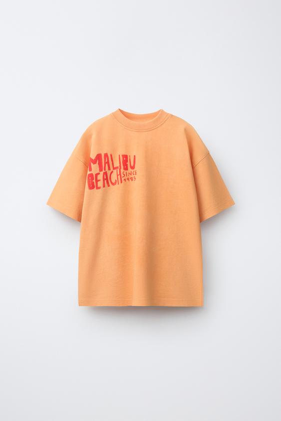 T-SHIRT IMPRIMÉ BEACH - Orange de Zara - Image 0