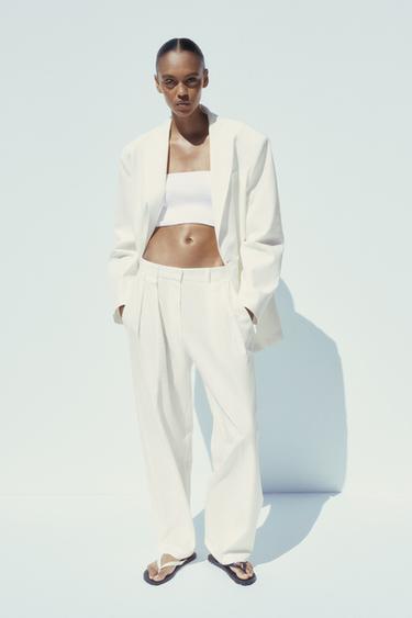 Zara MULTI-PLEAT PANTS - Oyster-white - Image 0
